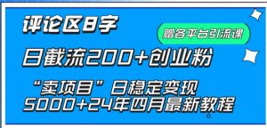 抖音评论区8字日截流200+创业粉 “卖项目”日稳定变现5000+【揭秘】-一点通资源网