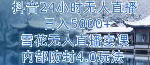 抖音24小时无人直播 日入5000+,雪花无人直播卖课,内部防封4.0玩法【揭秘】-一点通资源网