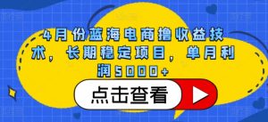 4月份蓝海电商撸收益技术，长期稳定项目，单月利润5000+【揭秘】-一点通资源网