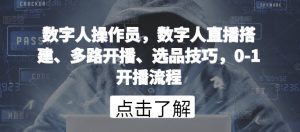 数字人操作员,数字人直播搭建、多路开播、选品技巧,0-1开播流程-一点通资源网