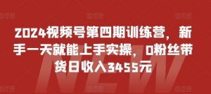 2024视频号第四期训练营,新手一天就能上手实操,0粉丝带货日收入3455元-一点通资源网