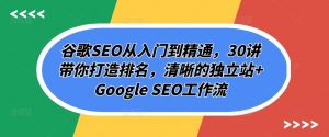 谷歌SEO从入门到精通，30讲带你打造排名，清晰的独立站+Google SEO工作流-一点通资源网