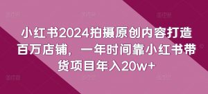 小红书2024拍摄原创内容打造百万店铺,一年时间靠小红书带货项目年入20w+-一点通资源网