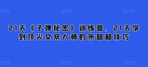21天《子弹秘密》训练营,21天学到顶尖文案大师的策略和技巧-一点通资源网
