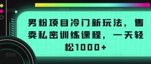 男粉项目冷门新玩法，售卖私密训练课程，一天轻松1000+【揭秘】-一点通资源网