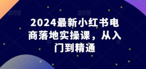 2024最新小红书电商落地实操课,从入门到精通-一点通资源网