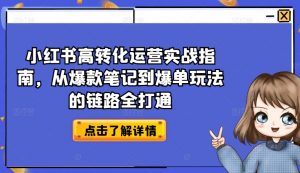小红书高转化运营实战指南,从爆款笔记到爆单玩法的链路全打通-一点通资源网