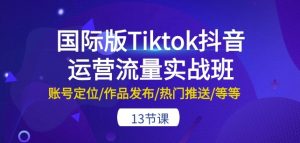 国际版Tiktok抖音运营流量实战班：账号定位/作品发布/热门推送/等等-13节-一点通资源网