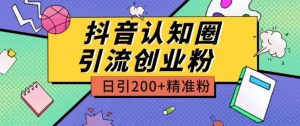 外面收费3980抖音认知圈引流创业粉玩法日引200+精准粉【揭秘】-一点通资源网