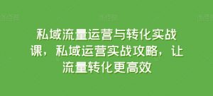 私域流量运营与转化实战课,私域运营实战攻略,让流量转化更高效-一点通资源网