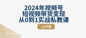 2024年视频号短视频带货变现从0到1实战私教课(31节视频课)-一点通资源网