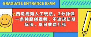 西瓜视频写字玩法，2分钟做一条纯原创视频，不违规长期玩法，单日收益几张-一点通资源网