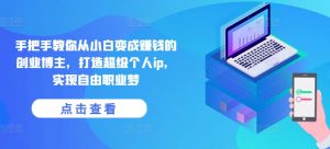 手把手教你从小白变成赚钱的创业博主,打造超级个人ip,实现自由职业梦-一点通资源网