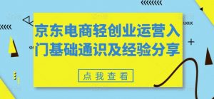京东电商轻创业运营入门基础通识及经验分享-一点通资源网