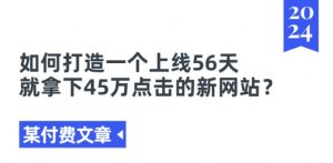 某付费文章《如何打造一个上线56天就拿下45万点击的新网站?》-一点通资源网
