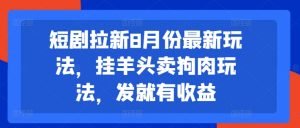 短剧拉新8月份最新玩法，挂羊头卖狗肉玩法，发就有收益-一点通资源网