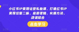 小红书IP变现运营私教课,打通红书IP变现任督二脉,底层逻辑、实操方法、战训结合-一点通资源网