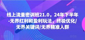 线上流量密训班21.0,24年下半年-无界红利和盈利玩法,终极优化/无界关键词/无界精准人群-一点通资源网