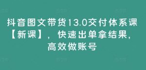 抖音图文带货13.0交付体系课【新课】,快速出单拿结果,高效做账号-一点通资源网