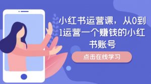 小红书运营课,从0到1运营一个赚钱的小红书账号-一点通资源网