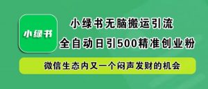 小绿书无脑搬运引流，全自动日引500精准创业粉，微信生态内又一个闷声发财的机会【揭秘】-一点通资源网