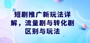 短剧推广新玩法详解，流量剧与转化剧区别与玩法-一点通资源网