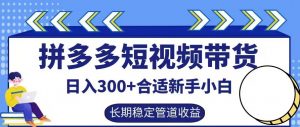 拼多多短视频带货日入300+有长期稳定被动收益,合适新手小白【揭秘】-一点通资源网