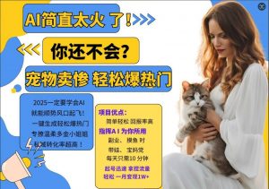 小红书AI宠物卖惨打工项目,一键生成轻松爆热门,专撩温柔多金小姐姐,私域转化率超高-一点通资源网