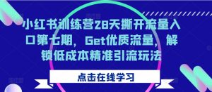 小红书训练营28天撕开流量入口第七期,Get优质流量,解锁低成本精准引流玩法-一点通资源网