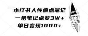 小红书人性痛点笔记,一条笔记点赞3W+,单日变现1k-一点通资源网