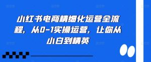 小红书电商精细化运营全流程，从0-1实操运营，让你从小白到精英-一点通资源网