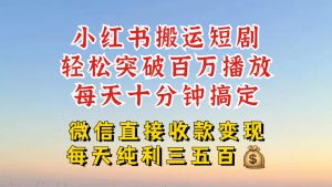 小红书搬运热门短剧,轻松爆流百万播放,每天引流几十人,搞个大几百块真的很简单-一点通资源网
