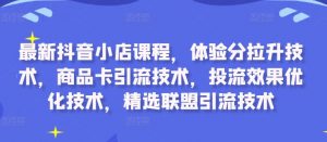 最新抖音小店课程,体验分拉升技术,商品卡引流技术,投流效果优化技术,精选联盟引流技术-一点通资源网