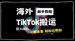 2024最新海外TikTok搬运玩法，一键去重轻松过原创，新手无经验也能日入1k【揭秘】-一点通资源网