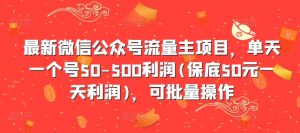 最新微信公众号流量主项目，单天一个号50-500利润(保底50元一天利润)，可批量操作-一点通资源网