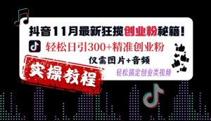 抖音11月最新狂揽创业粉秘籍,轻松日引300+精准创业粉,仅需图片+音频,轻松搞定创业类视频-一点通资源网