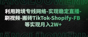 利用跨境专线网络-实现稳定直播-刷视频-搬砖TikTok-Shopify-FB等实现月入2W+【揭秘】-一点通资源网