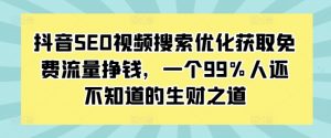 抖音SEO视频搜索优化获取免费流量挣钱，一个99%人还不知道的生财之道-一点通资源网