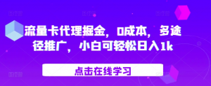 流量卡代理掘金，0成本，多途径推广，小白可轻松日入1k-一点通资源网