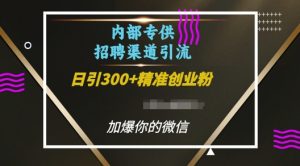 内部招聘渠道日引流300+创业粉,加爆你的微信【揭秘】-一点通资源网