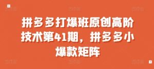 拼多多打爆班原创高阶技术第41期,拼多多小爆款矩阵-一点通资源网