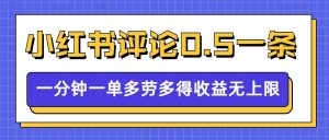 小红书留言评论,0.5元1条,一分钟一单,多劳多得,收益无上限-一点通资源网