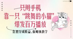 只用手机靠一只“跳舞的小猫”爆发百万播放，狂撸分成收益，保姆级教学-一点通资源网