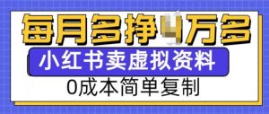 小红书虚拟资料项目,0成本简单复制,每个月多挣1W【揭秘】-一点通资源网