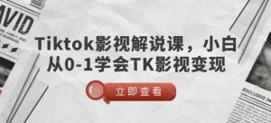 TikTok影视解说课，小白从0-1学会TK影视变现-一点通资源网