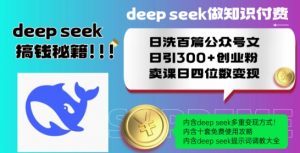 Deepseek做知识付费日洗百篇公众号文日引300+创业粉,卖课日四位数变现保姆级教程!-一点通资源网