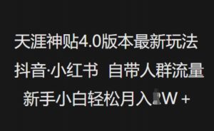 天涯神贴4.0版本最新玩法,抖音·小红书自带人群流量,新手小白轻松月入过W-一点通资源网