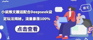 小说推文搬运配合Deepseek设定玩法揭秘,流量暴涨100%-一点通资源网