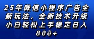 2025年微信小程序全新玩法纯小白易上手，稳定日入多张，技术全新升级，全网首发【揭秘】-一点通资源网