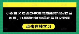 小说推文短篇故事混剪最新剪辑实操全流程,0基础也能学会小说推文教程,肯干多发日入多张-一点通资源网